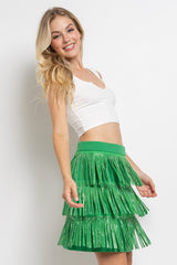 Rhinestone Suede Fringe Mini Skirt