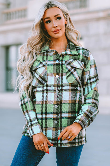 Plaid Pocketed Button Down Shacket king-general-store-5710.myshopify.com