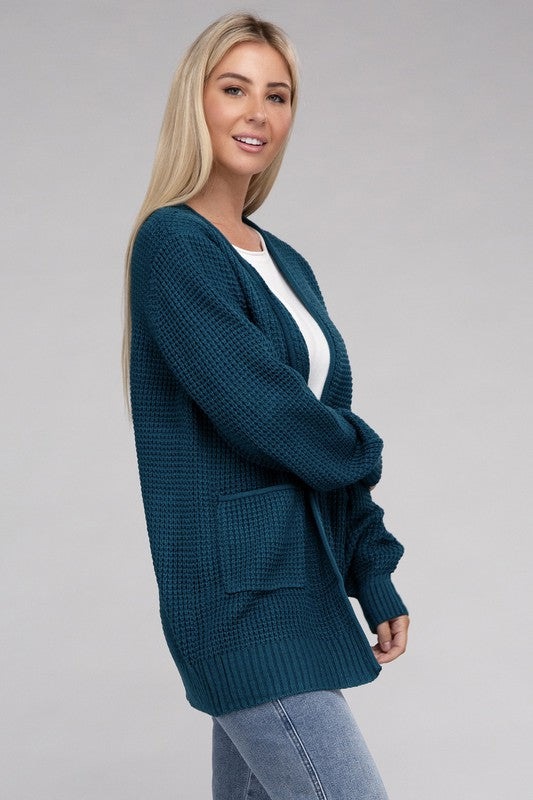 Low Gauge Waffle Open Cardigan Sweater king-general-store-5710.myshopify.com