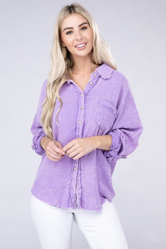 Washed Double Gauze Button Down Shirt king-general-store-5710.myshopify.com