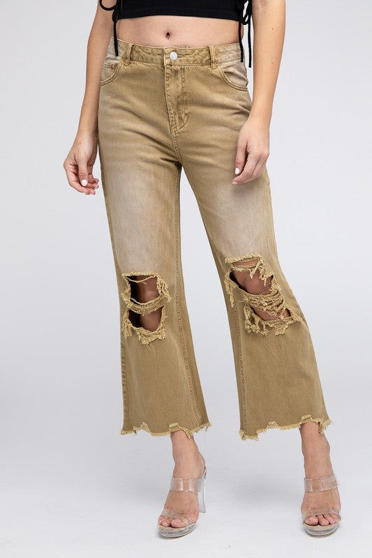 Distressed Vintage Washed Wide Leg Pants king-general-store-5710.myshopify.com