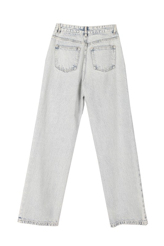 Pale Blue High Waist Denim Jeans king-general-store-5710.myshopify.com