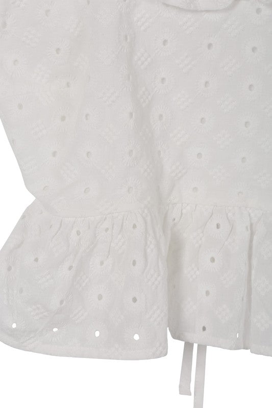 White Eyelet Embroidered Peplum Top king-general-store-5710.myshopify.com