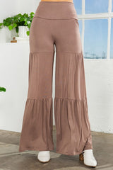 Tiered Ruffle High Waisted Wide Leg Pants