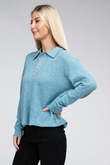 Brushed Melange Hacci Collared Sweater king-general-store-5710.myshopify.com