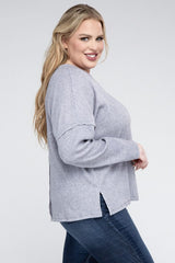 Plus Ribbed Brushed Melange Hacci Sweater king-general-store-5710.myshopify.com