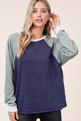 Solid Terry Color Block Sweatshirt