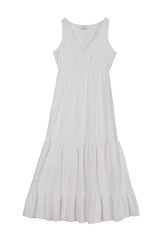 White Embroidered V-neckline Tiered Dress king-general-store-5710.myshopify.com