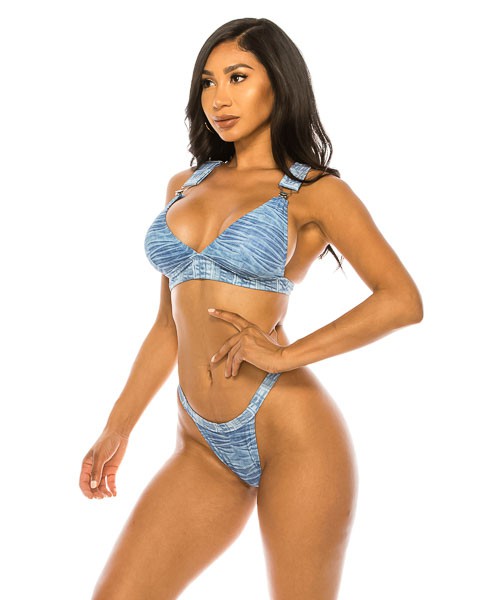 Denim Stonewash Big Buckle Bikini king-general-store-5710.myshopify.com