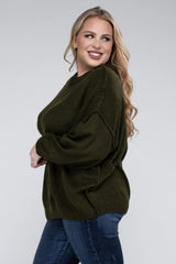 Plus Oversized Round Neck Raw Seam Melange Sweater king-general-store-5710.myshopify.com