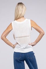 Hole Knitted V-Neck Sleeveless Vest