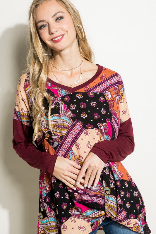 PAISLEY MIXED BOXY TOP