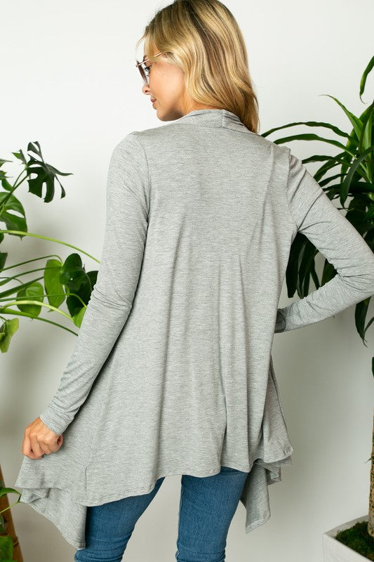 SOLID JERSEY CASCADE CARDIGAN