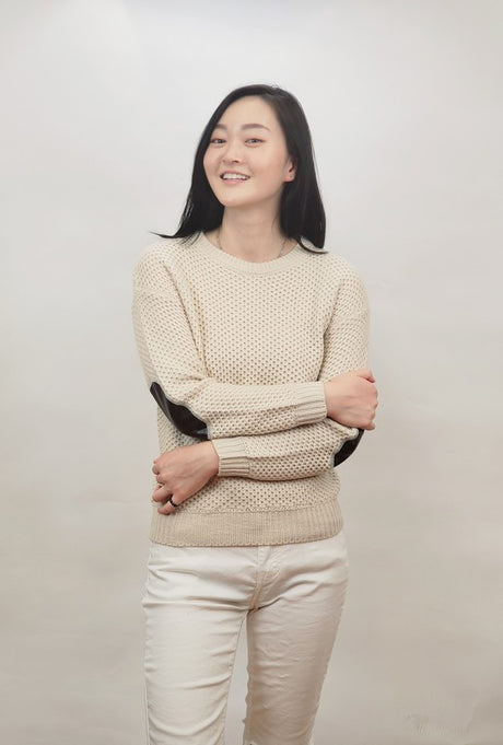 Honeycomb Stitch Sweater Top with Elbow Patch king-general-store-5710.myshopify.com