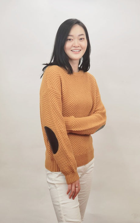 Honeycomb Stitch Sweater Top with Elbow Patch king-general-store-5710.myshopify.com