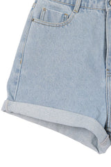 Mid Blue Roll Up Denim Shorts king-general-store-5710.myshopify.com