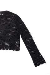 Black Mesh Knit Crop Top king-general-store-5710.myshopify.com