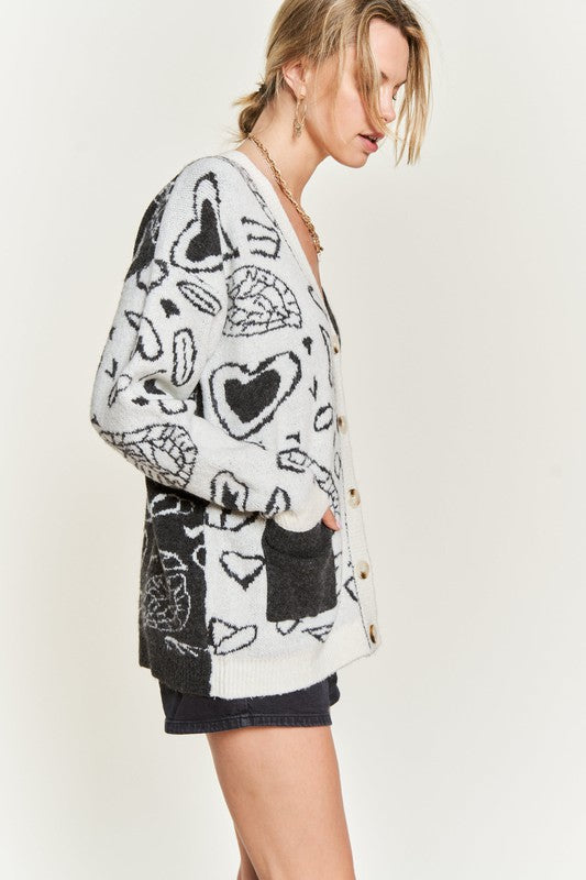 Plus Heart Paisley Color Block Cardigan king-general-store-5710.myshopify.com