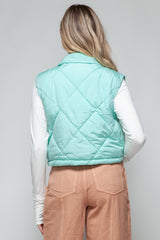 Snobbish Snap Down Quilted Crop Vest