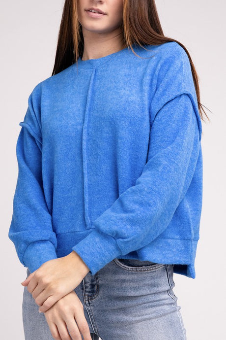 Brushed Melange Hacci Hi-Low Hem Sweater king-general-store-5710.myshopify.com