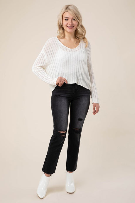 Variegated Rib V-Neck Sweater king-general-store-5710.myshopify.com