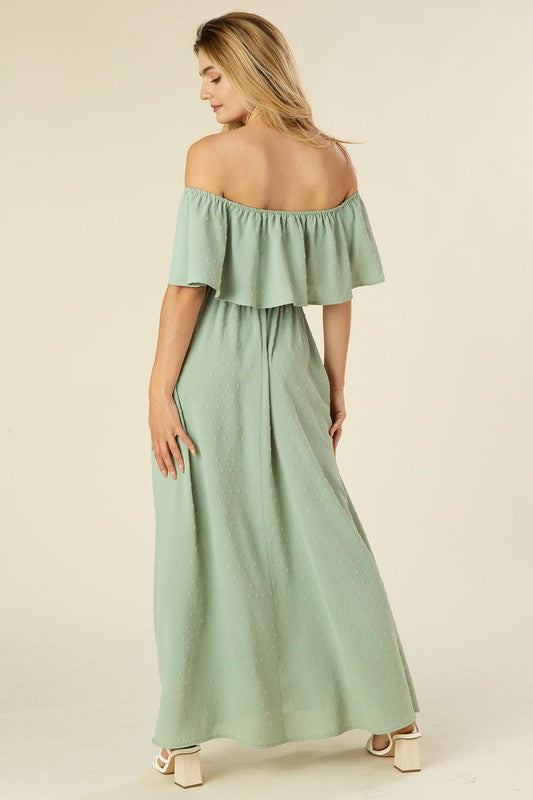 Swiss Dot Off-Shoulder Maxi Dress king-general-store-5710.myshopify.com