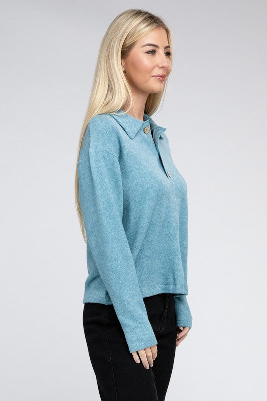 Brushed Melange Hacci Collared Sweater king-general-store-5710.myshopify.com