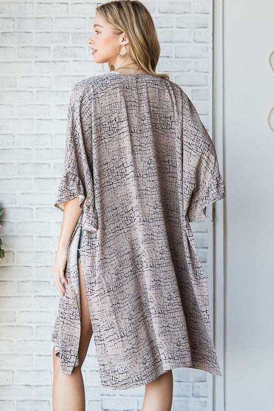 Plus Natural Geo Print Mid Sleeve Kimono king-general-store-5710.myshopify.com