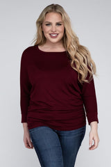 Plus Luxe Rayon Boat Neck 3/4 Sleeve Top king-general-store-5710.myshopify.com