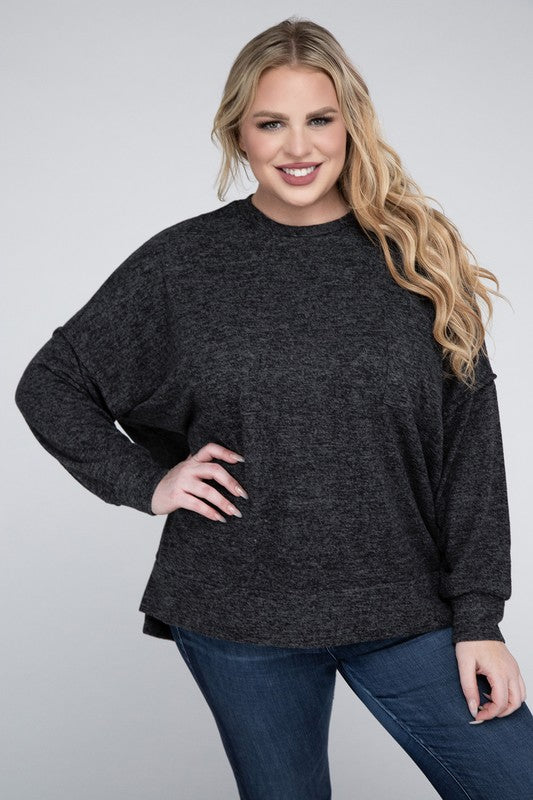 Plus Brushed Melange Drop Shoulder Sweater king-general-store-5710.myshopify.com