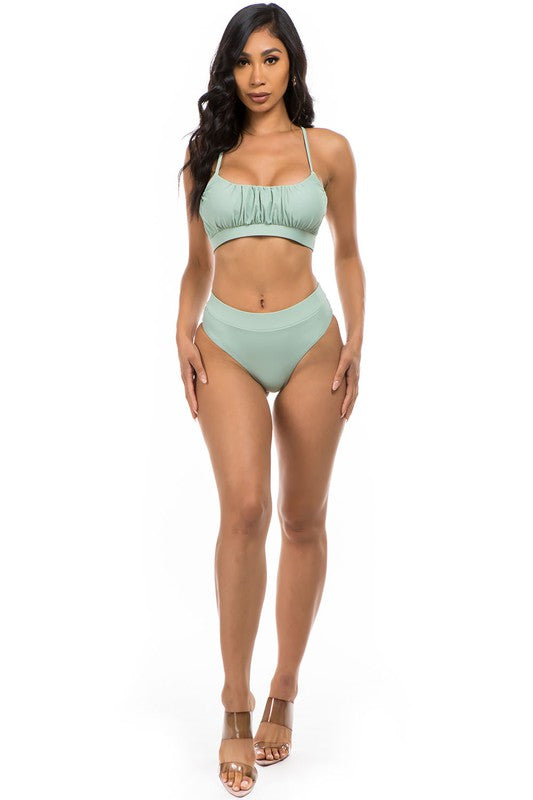 High Waist Ruched Detail Bikini