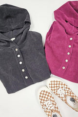 PLUS Long Sleeve Button Down Ribbed Hooded Sweatshirt king-general-store-5710.myshopify.com