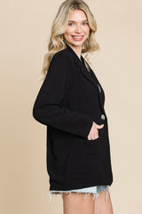 Black Culture Code One Button Long Sleeve Blazer with Pockets