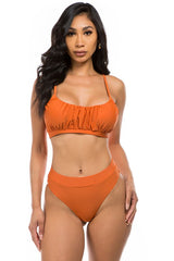 High Waist Ruched Detail Bikini