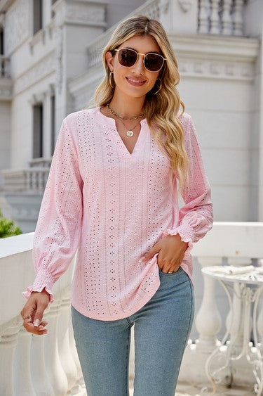 V-Neck Long Sleeve Top