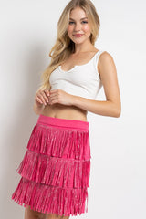 Rhinestone Suede Fringe Mini Skirt