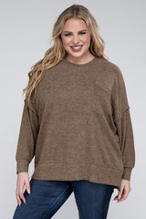 Plus Brushed Melange Drop Shoulder Sweater king-general-store-5710.myshopify.com