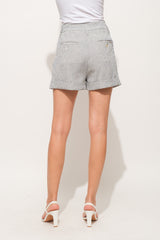 And The Why Pin Striped High Waist Rolled Shorts