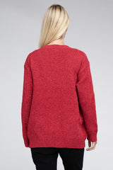 Melange Open Front Sweater Cardigan king-general-store-5710.myshopify.com