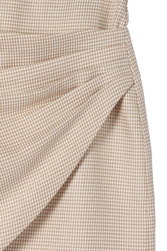 Houndstooth Shirred Wrap Skirt king-general-store-5710.myshopify.com