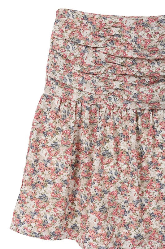 Shirred Floral Mini Skirt king-general-store-5710.myshopify.com