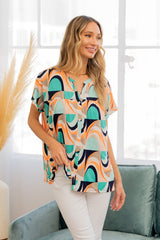 Sew In Love Wrinkle-Free Geometric Short Sleeve Shirt