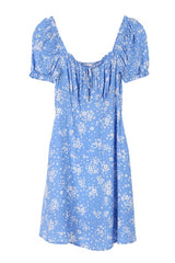 Blue Floral Puff Sleeve Mini Dress king-general-store-5710.myshopify.com