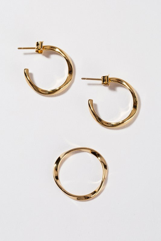 Ripple Ring and Earring Set - Gold king-general-store-5710.myshopify.com