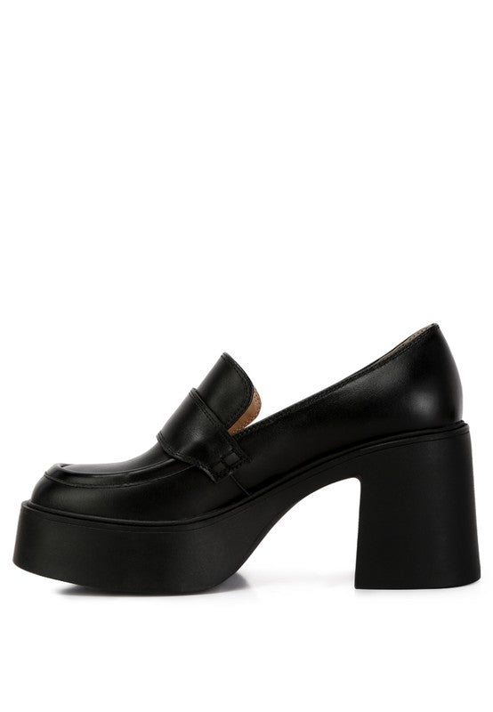 Elspeth Heeled Platform Leather Loafers king-general-store-5710.myshopify.com