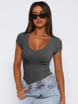 Scoop Neck Cap Sleeve T-Shirt