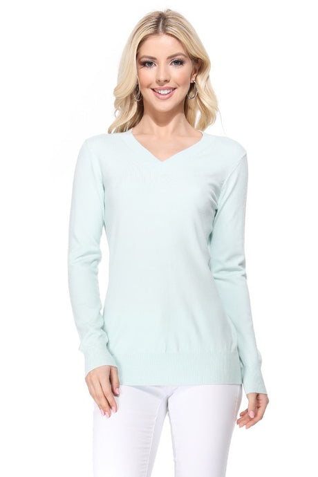 Women's Long Sleeve V-Neck Pulll Over Sweater Top king-general-store-5710.myshopify.com