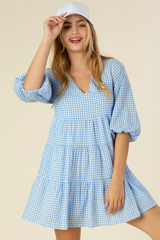 Gingham Checked Tiered Dress king-general-store-5710.myshopify.com