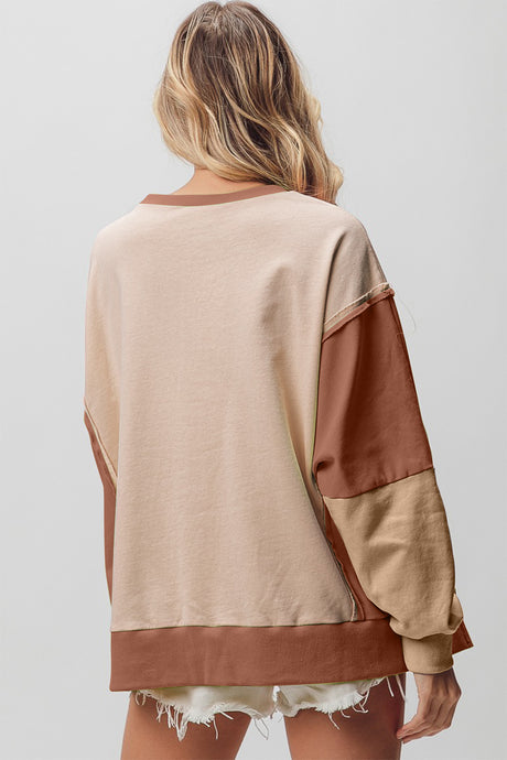 BiBi Washed Color Block Sweatshirt