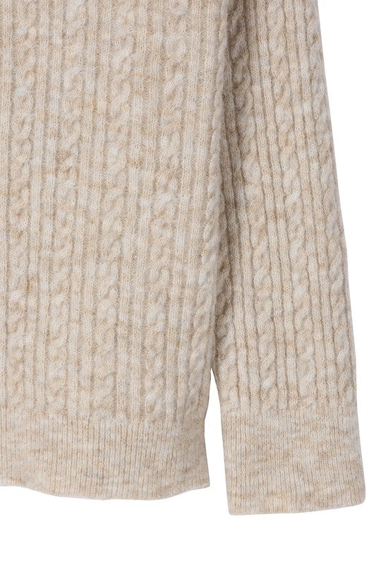 Beige Oversize Cable Sweater king-general-store-5710.myshopify.com